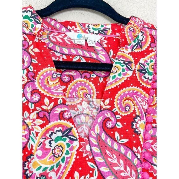 Boden Evangeline 100% Linen Paisley Dress Tunic Size 8P - Picture 6 of 8
